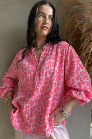 Zanzibar Pillow Cotton Hugh Shirt Rose & Hot Pink